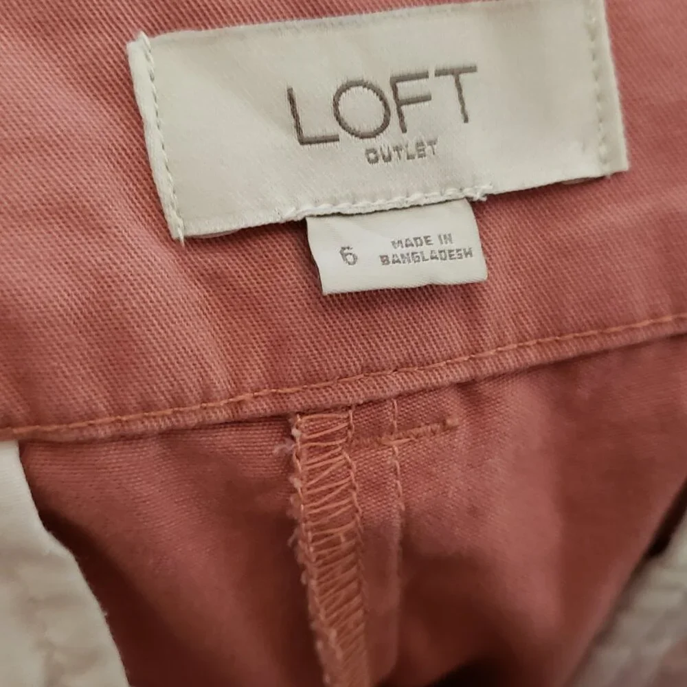 Loft Size 6 Women's Shorts Coral Pink Chino‎ Cotton Boho Cottage Casual Preppy